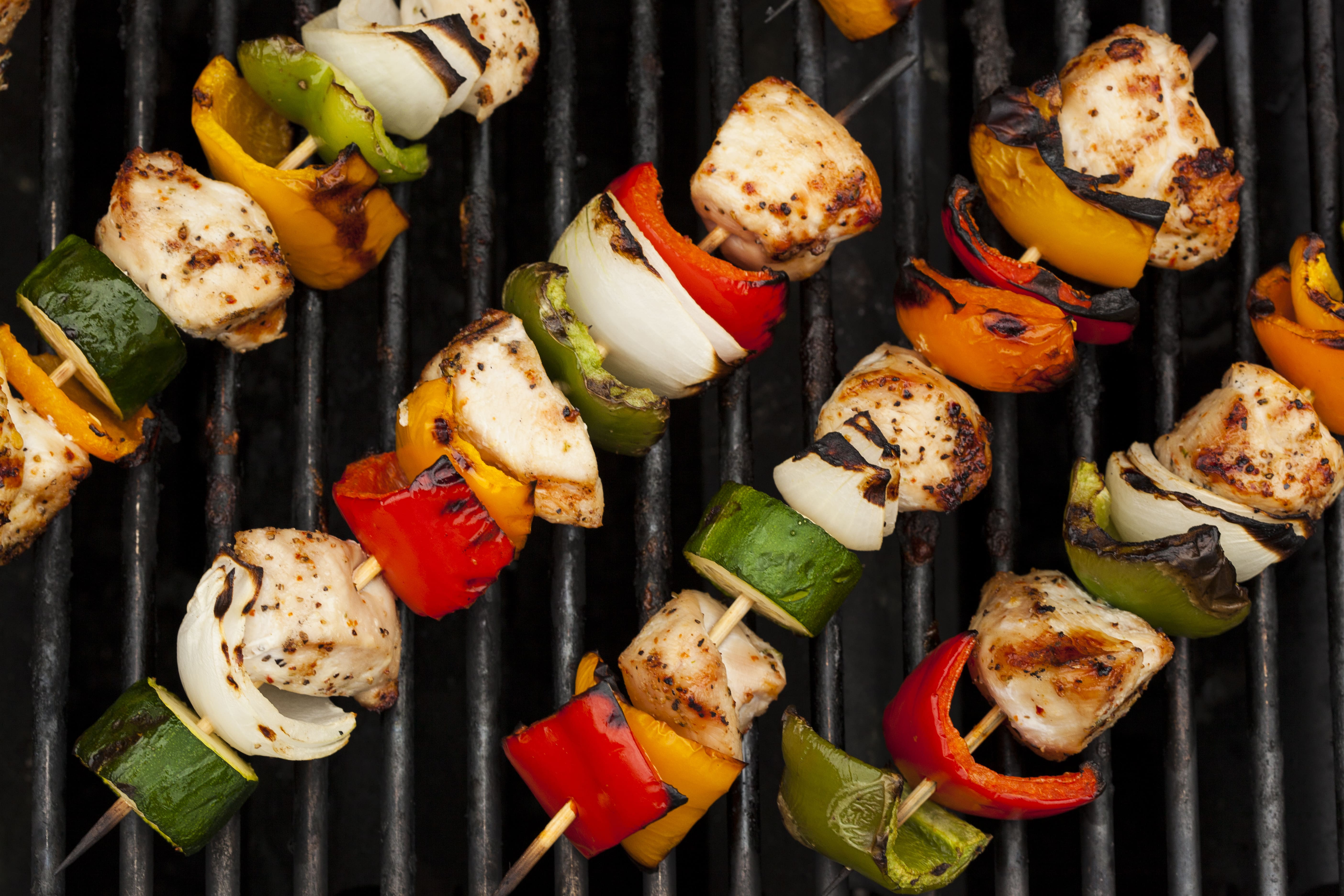 Homemade Chicken Shish Kabobs with Peppers and Onions